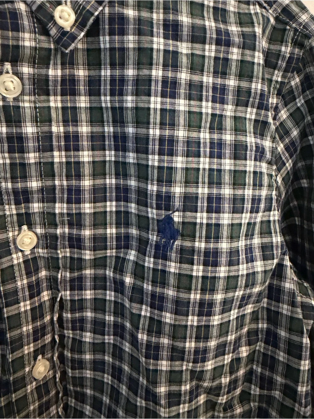 Ralph Lauren Navy and White Plaid Button-Down Shirt